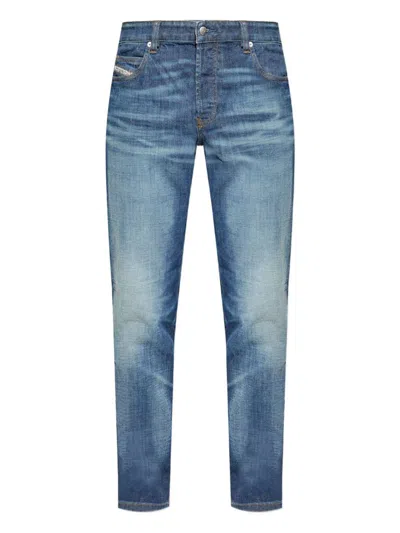 Diesel High Waist Slim Fit Straight Leg Trousers In Blue