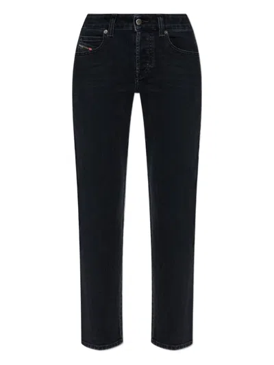 Diesel Straight Trousers With Belt Loops And Contrast Stitching In Black