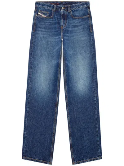 Diesel Straight Cotton Denim Trousers In Blue