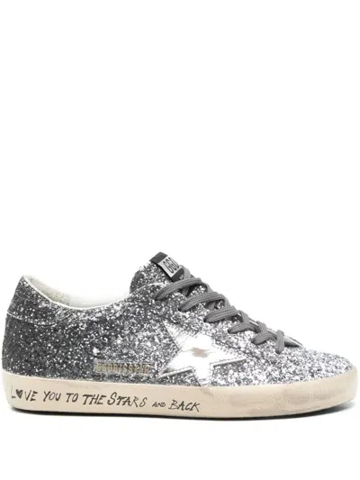 Golden Goose Sparkling Low Top Sneakers With Star Emblem In Metallic