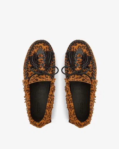 Isabel Marant Fitza Fringed Leather-trimmed Leopard-print Suede Loafers