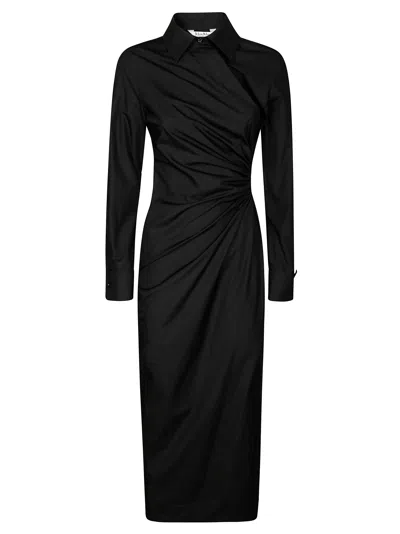 Max Mara Etere Cut Out Popeline Dress In Black