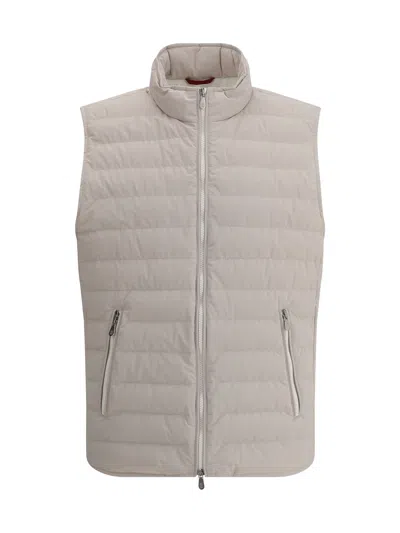 Brunello Cucinelli Padded Sleeveless Jacket In Gray
