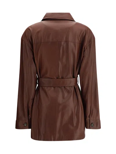 Brunello Cucinelli Leather Jacket Belted Waist In Brown