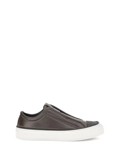Brunello Cucinelli Slip-on Sneakers Iconic Jewels In Brown