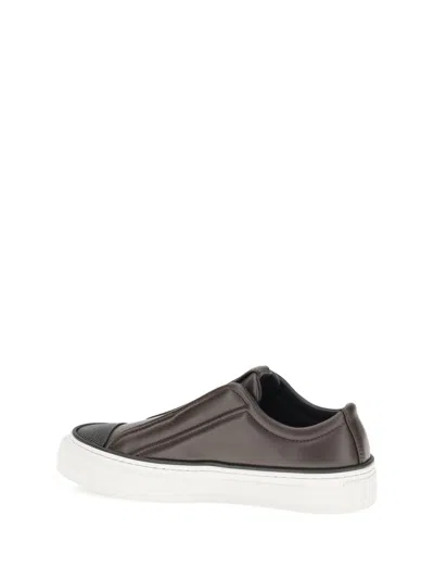 Brunello Cucinelli Slip-on Sneakers Iconic Jewels In Brown