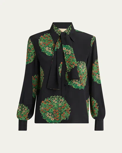 Valentino Floral-print Silk Crepe De Chine Shirt