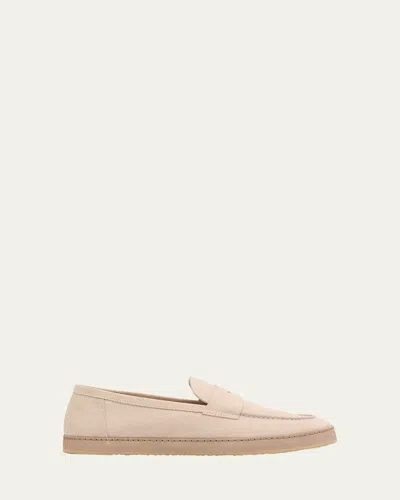 Brunello Cucinelli Loafers With Round Toe And Suede Finish In Neutral