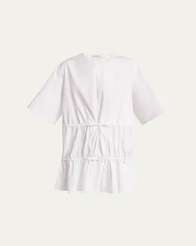 Alaïa Short-sleeve Tiered Tie Mini Dress In White