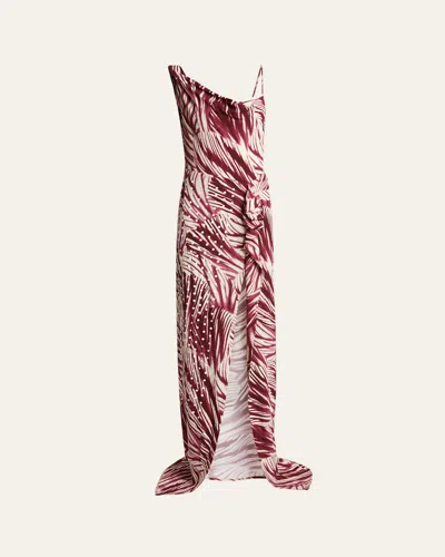 Dries Van Noten Deyon Printed One-shoulder Draped Gown