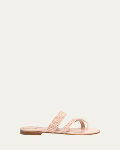 Manolo Blahnik Susara Woven Flat Slide Sandals