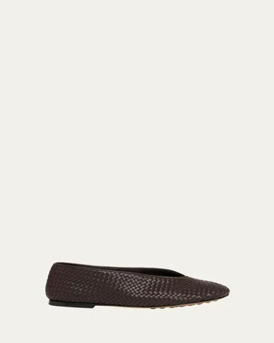 Bottega Veneta Micro Woven Nappa Leather Ballerina Flats In Pink