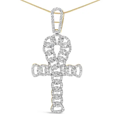 Haus Of Brilliance 10k Yellow Gold 1.00 Cttw Ankh Cross Pendant (h-i Color