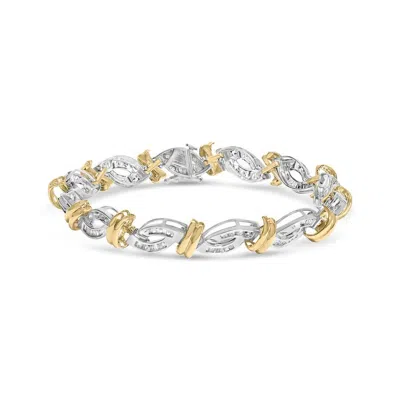 Haus Of Brilliance 14k Two Toned Gold 2.00 Cttw Diamond Bypass And Swirl Link Bracelet - 7" Inches