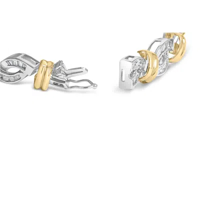 Haus Of Brilliance 14k Two Toned Gold 2.00 Cttw Diamond Bypass And Swirl Link Bracelet - 7" Inches