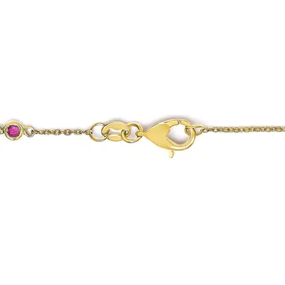 Haus Of Brilliance 14k Yellow Gold Alternating Red Ruby And White Diamond Bezel Station Chain Bracelet
