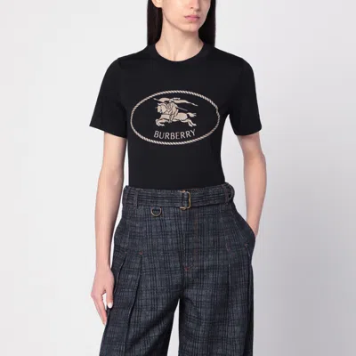 Burberry Black T-shirt With Equestrian Knight Design