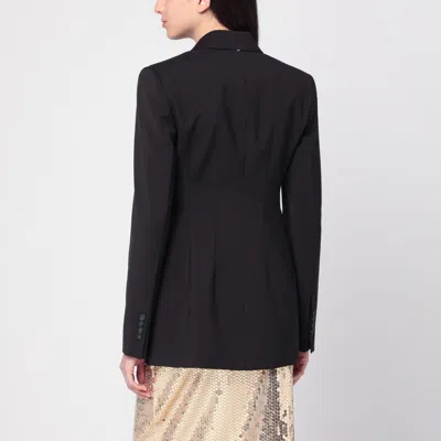 Sportmax Double-breasted Brown Wool Jacket In Black