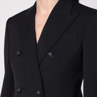Sportmax Double-breasted Brown Wool Jacket In Black