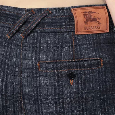 Burberry Indigo Jeans In Check Pattern Denim