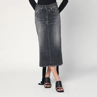Balenciaga Skirt With Laces In Smoky Grey Denim Women In Gray