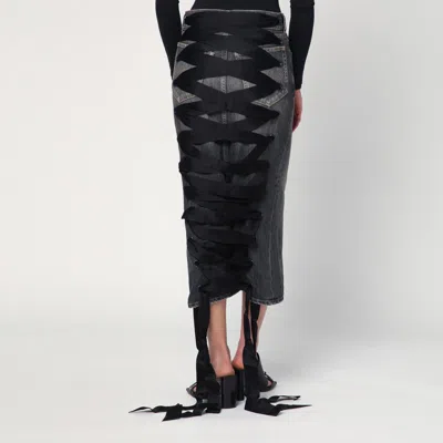 Balenciaga Skirt With Laces In Smoky Grey Denim Women In Gray