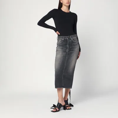 Balenciaga Skirt With Laces In Smoky Grey Denim Women In Gray