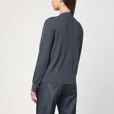 Bottega Veneta Ribbed Knit Sweater With Button-down Front In Gray