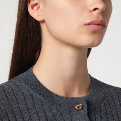 Bottega Veneta Ribbed Knit Sweater With Button-down Front In Gray