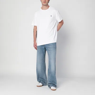 Polo Ralph Lauren Man's White Cotton T-shirt With Logo In White