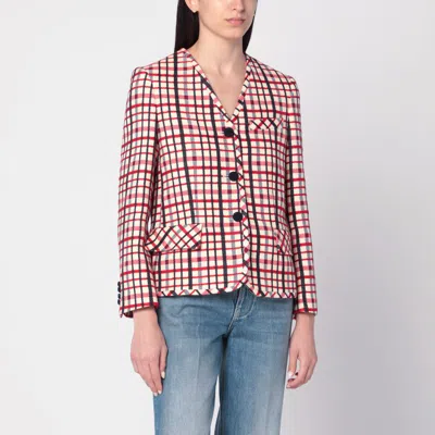 Valentino Check-pattern Jacket In Virgin Wool And Cotton