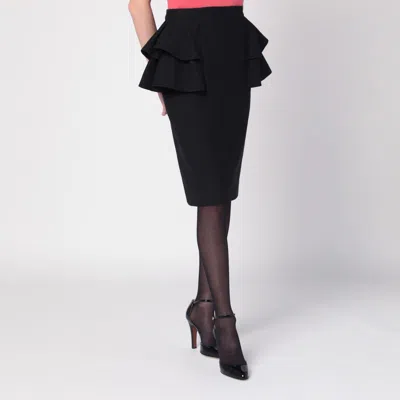 Valentino Black Skirt With Ruffles On The Sides In Black