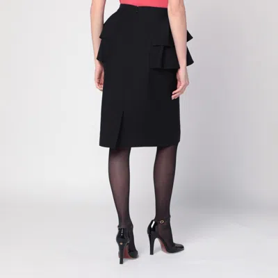 Valentino Black Skirt With Ruffles On The Sides In Black