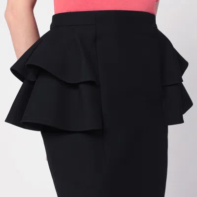 Valentino Black Skirt With Ruffles On The Sides In Black
