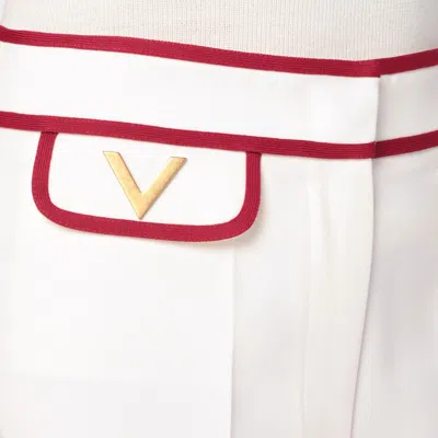 Valentino Ivory Trousers With Gold V In Neutral