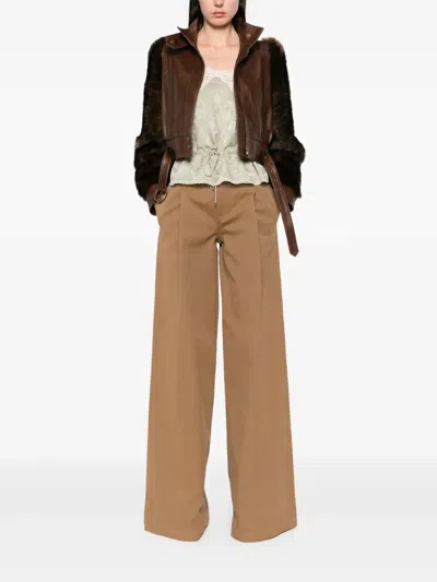 Chloé Cotton Canvas Wide Pants In Brown
