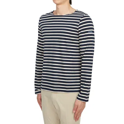 Saint James Striped Embroidered Cotton T-shirt In Blue