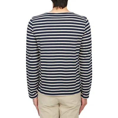 Saint James Striped Embroidered Cotton T-shirt In Blue