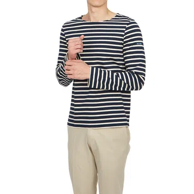 Saint James Striped Embroidered Cotton T-shirt In Blue