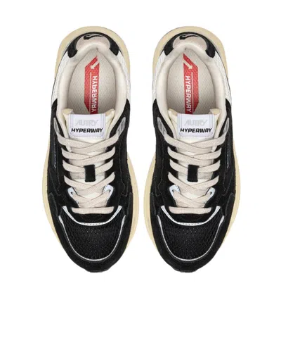 Autry Leather And Fabric Sneakers In Black