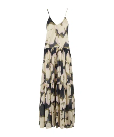 Roberto Collina Blue Cotton Silk Dresses In Multi