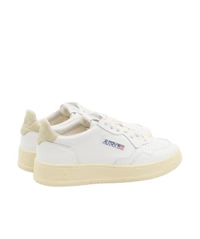 Autry Sneakers Medalist Low In Pelle Bianca E Tidal Foam In White