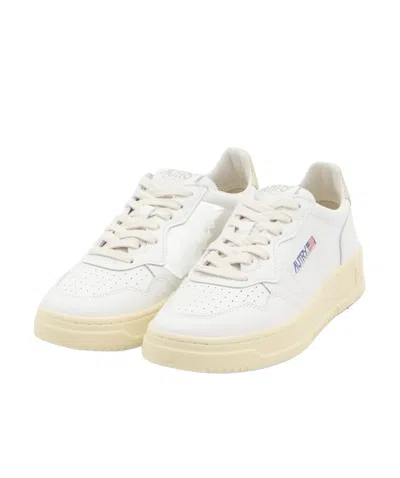 Autry Sneakers Medalist Low In Pelle Bianca E Tidal Foam In White