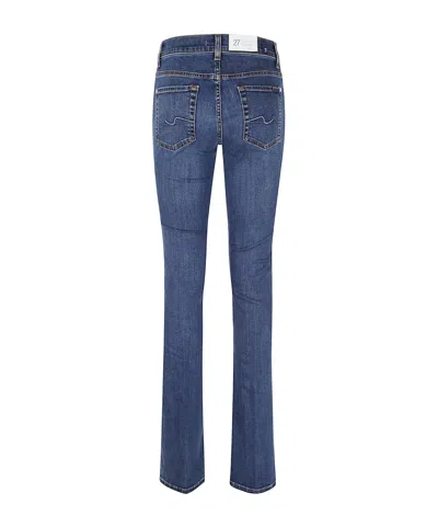 7 For All Mankind Straight-leg Blue Trousers In Soft Cotton Blend