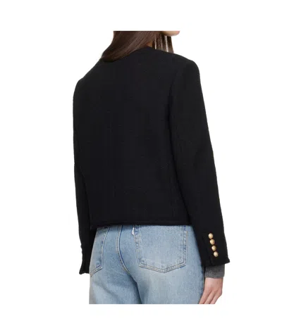 Dunst Black Crewneck Jacket With Contrasting Jewel Buttons