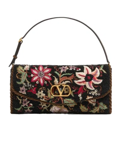 Valentino Garavani Garavani Vain Soft Embroidered Small Shoulder Bag Woman Multicolour Uni In Black
