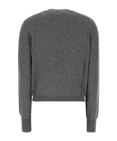 Ferragamo Dark Grey Stretch Cashmere Blend Cardigan In Gray