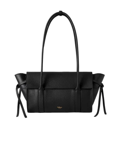 Mulberry Small Bayswater Black Shoulder Bag With Laminated Logo In Leather