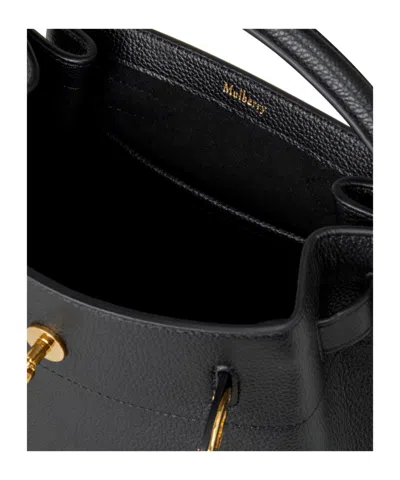 Mulberry Small Islington Black Bucket Bag With Twist Lock Closure In Hammered Leather In Blue