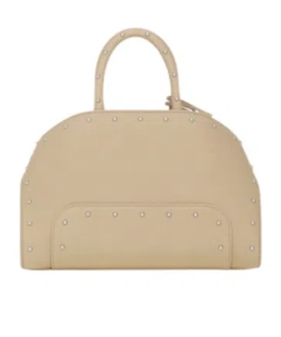 Ferragamo Hug Mini Tote Bag With Spikes In Neutral